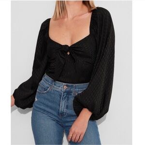 Express Black Satin Bodysuit Size XS Long Sleeve Bodysuit